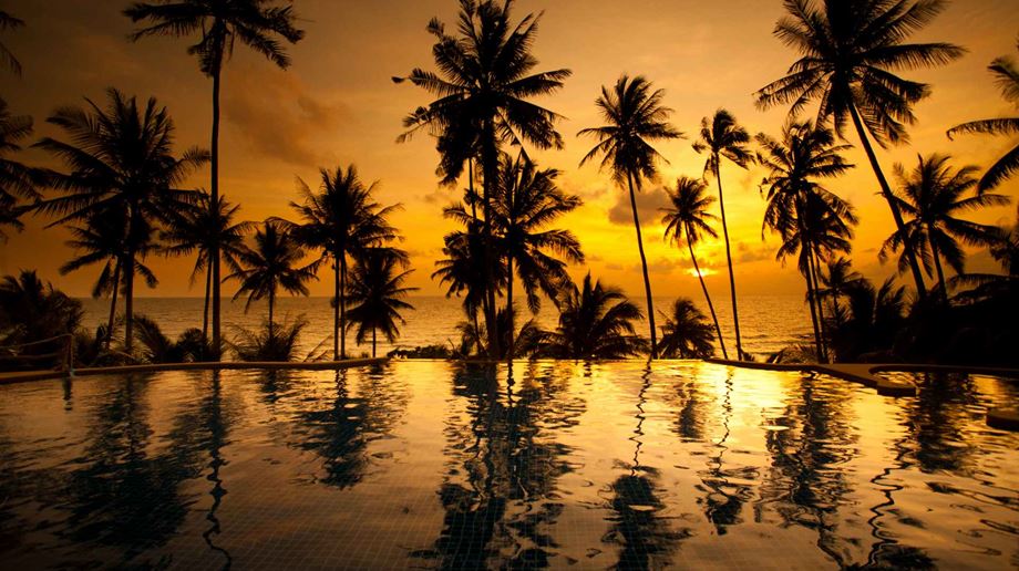 Thailand, Koh Kood, Koh Kood Beach Resort, Pool Sunset