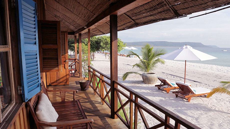 Cambodia, Koh Rong, Sok San Beach Resort, Sea view from veranda