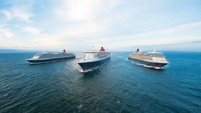 Cunard Cruise Line 3 queens på havet