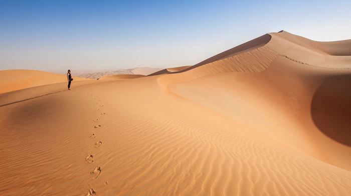 Dubai Ørken Fodspor I Sand