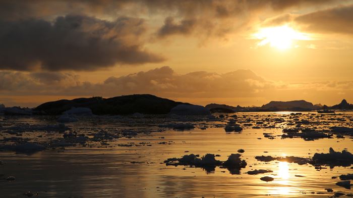 Grønland Ilulissat Solnedgang Icefiord, Isfjorden, Vand, Natur 