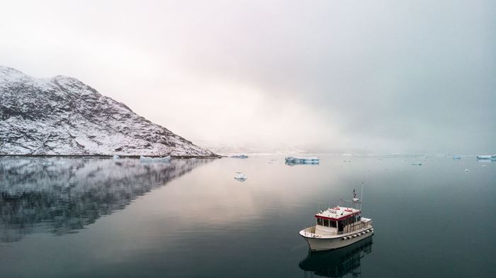 Grønland, Fiskebåd, Natur, Havet Sneklædte Bjerge
