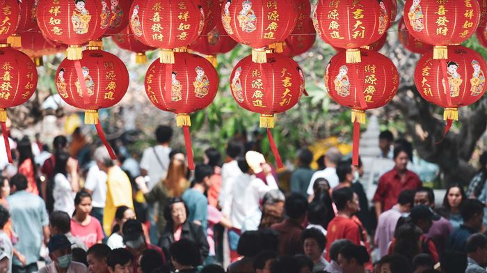 Fejring af det kinesiske nytår med lanterner 
