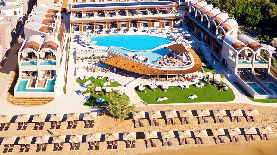 Grækenland Kreta Domes Noruz Chania, Resortet, Strand, Parasoller, Strandsenge