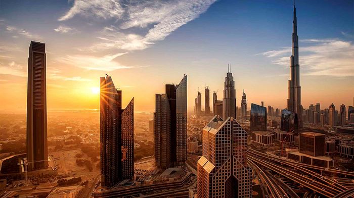 Dubai Solnedgang Skyskrabere 