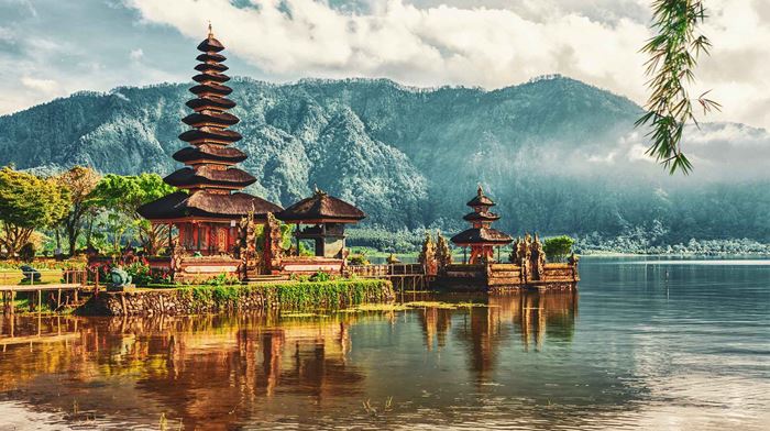 Indonesien Bali Tempel Ved Vand 