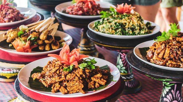 Indonesien, Bali, Ubud, Lokale Retter, Mad, Måltid, Indonesisk Køkken