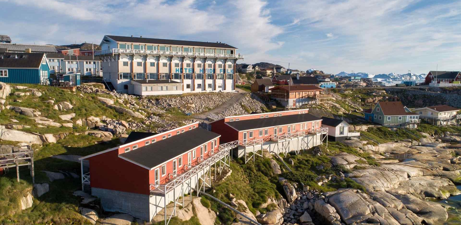 Rejser til Grønland, Illulissat, Hotel Hvide Falk, havsiden