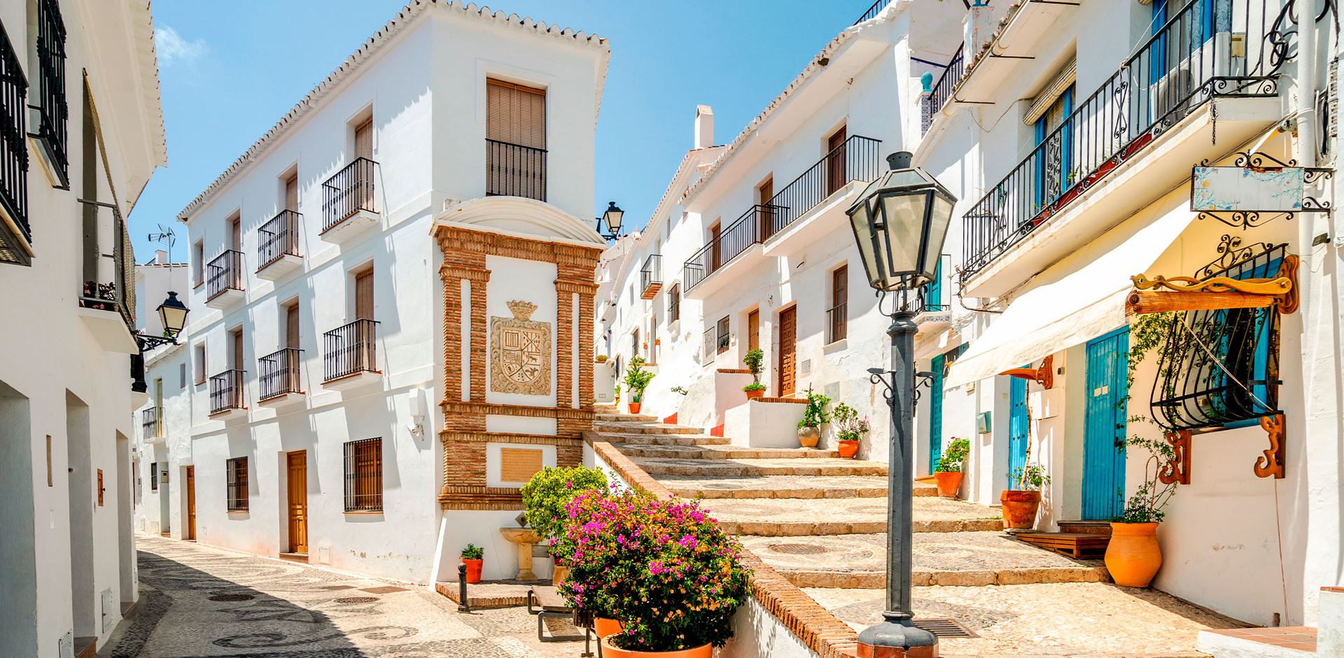 Spanien Andalusien Frigiliana Hvid By Med Smalle Gader