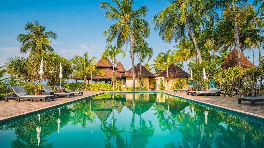Thailand, Koh Mook, Koh Mook Sivalai Beach Resort, Pool Udsigt