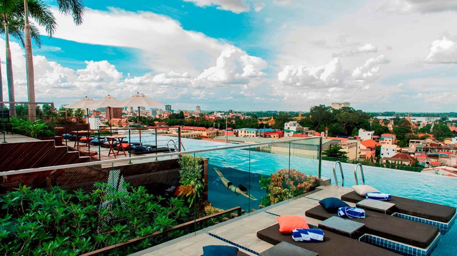Cambodia, Phnom Penh, Aquarius Hotel And Urban Resort, Pool View
