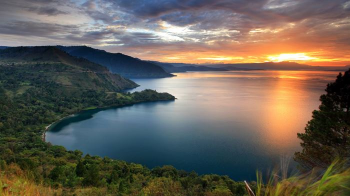 Indonesien Solnedgang Lake Toba Nord Sumatra