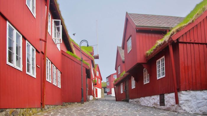 Færøerne, Torshavn, Gamle Bydel, Tinganes, Røde Huse