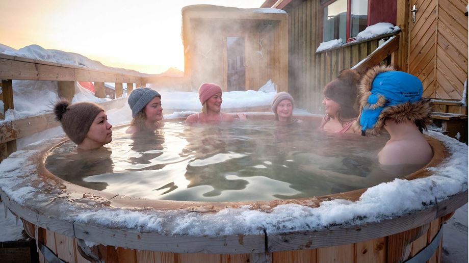 Grønland Hotel Sisimiut, Sisimut, Vildmarksbad, Hot Tub, Sne, Vinter