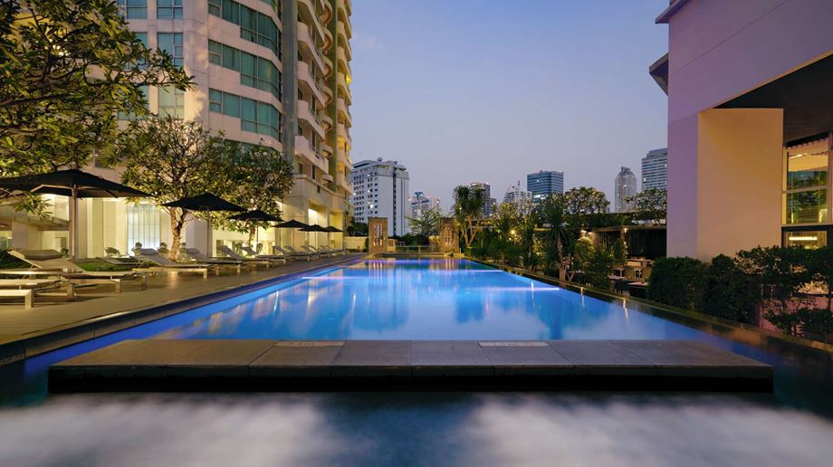 Thailand, Bangkok, JC Kevin Sathorn Bangkok Hotel, Pool Night