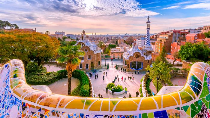 Spanien Barcelona Gaudi Park Guell Udsigt