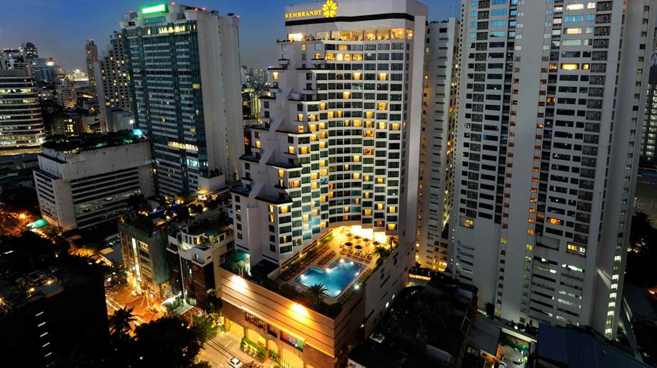 Rejser til Thailand, Bangkok, Rembrandt Hotel & Suite Bangkok, udefra aften