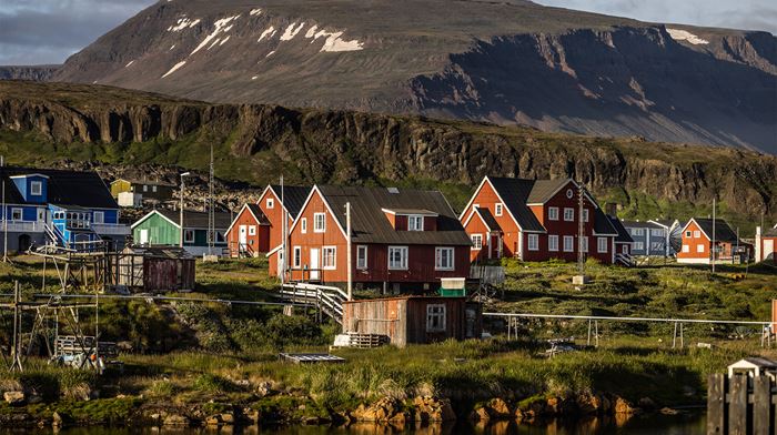 Grønland, Diskoøen, Qeqertarsuaq, Godhavn, Hotel Disko, Bygd, Natur