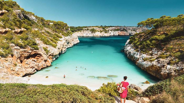 Spanien Mallorca Calo Des Moro Udsigt Over Strand Vand Klipper
