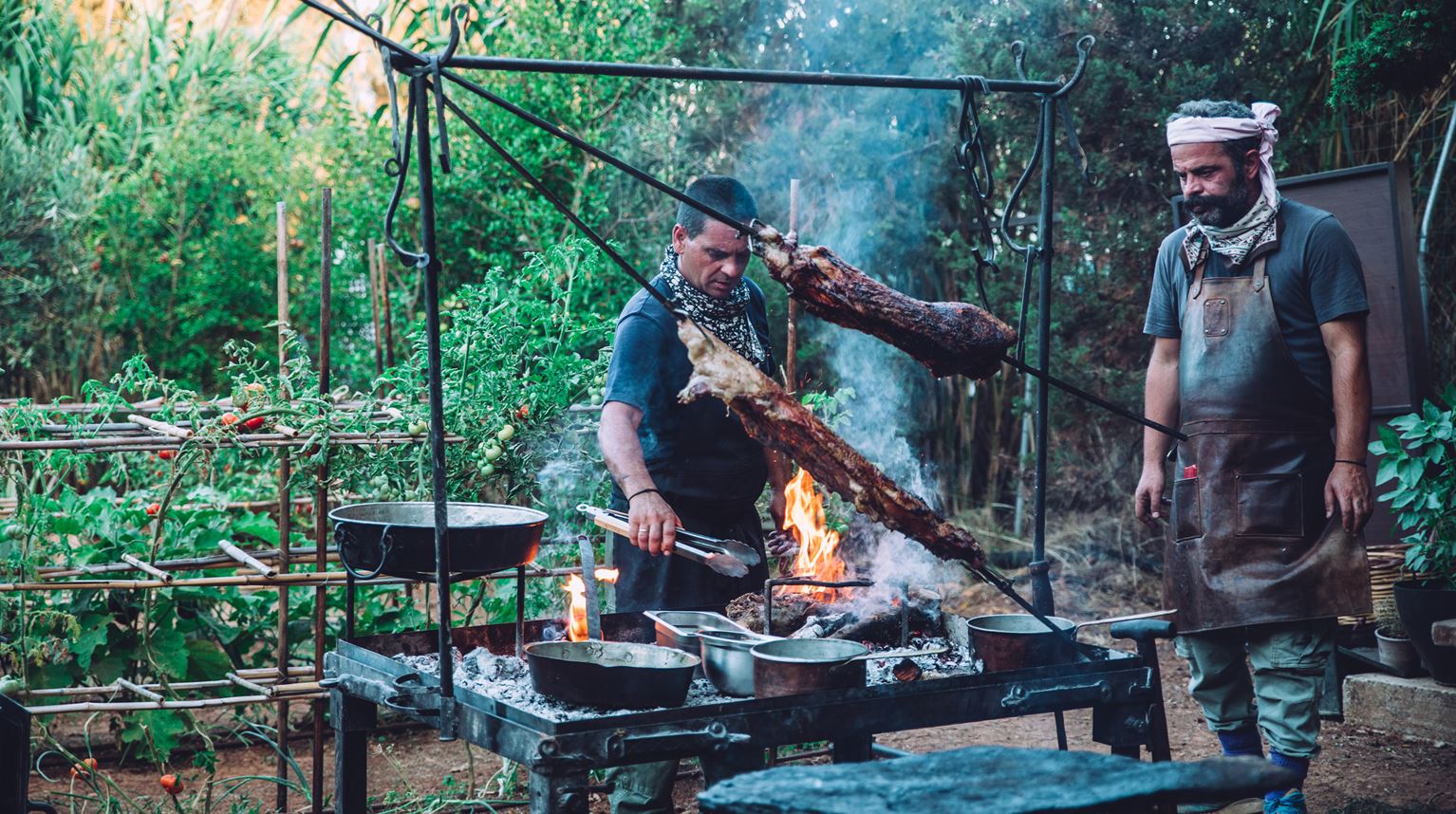 Grækenland Kreta Cretan Malia Park Heraklion, Bostani, Open Fire Cooking