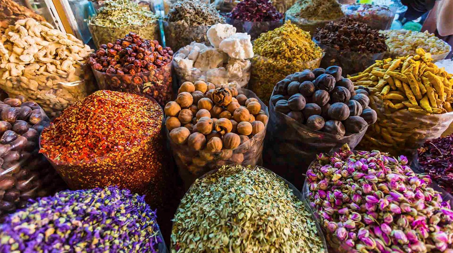 Dubai Krydderi på marked i Deira Spice Souk