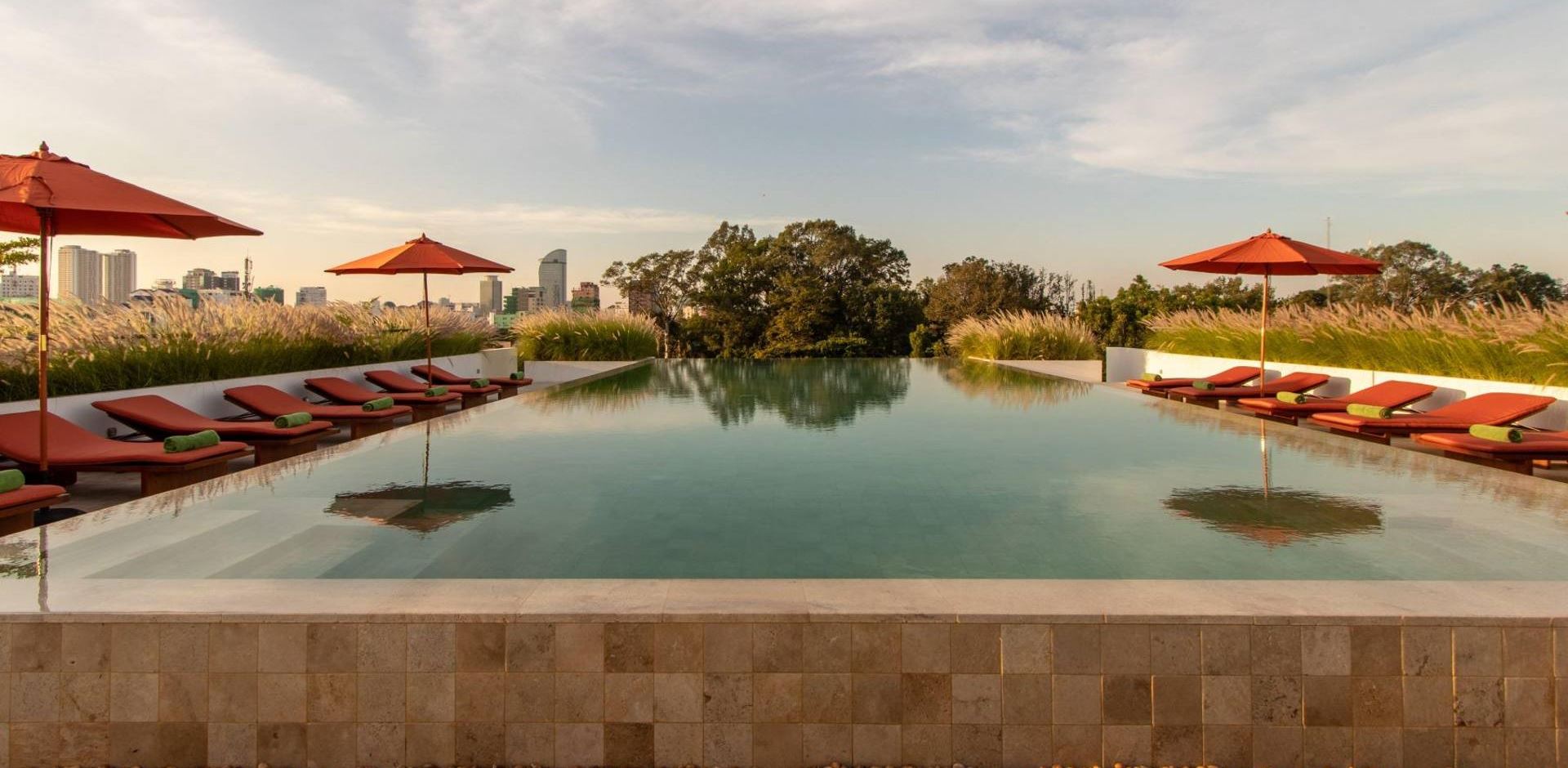 Cambodia, Phnom Penh, Penh House Hotel, View From Pool