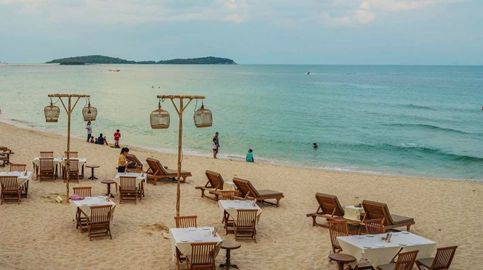 Thailand, Koh Samui, Banana Fan Sea Resort, Middag Stranden