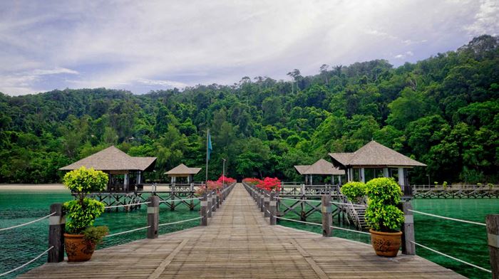 Malaysia, Borneo, Gaya Island Bungaraya Island Resort, Arrival Jetty