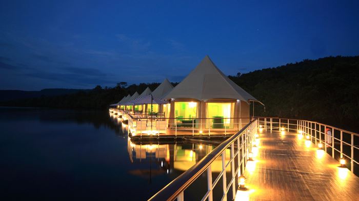 Cambodia Tatai 4 Rivers Floating Lodge, Night View