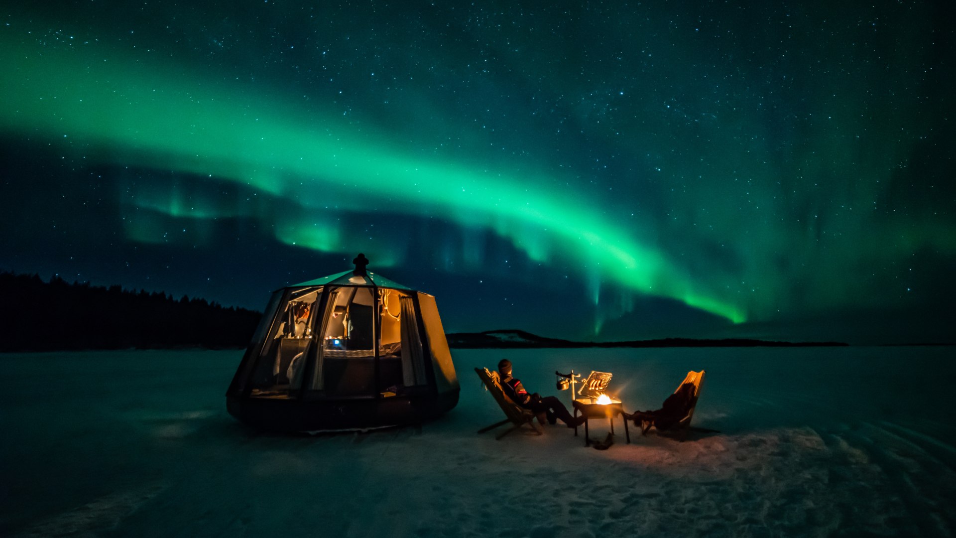 Finland, Finske Lapland Nangu Wilderness Hotel, Aurora Log Cabin, Nat