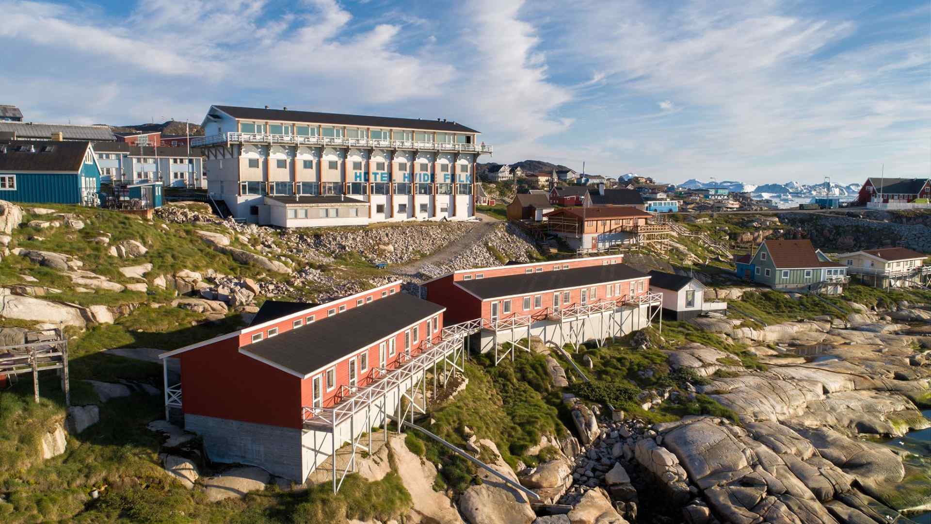 Gr&oslash;nland Ilulissat Hotel Hvide Falk, Sten, Udsigt, Natur