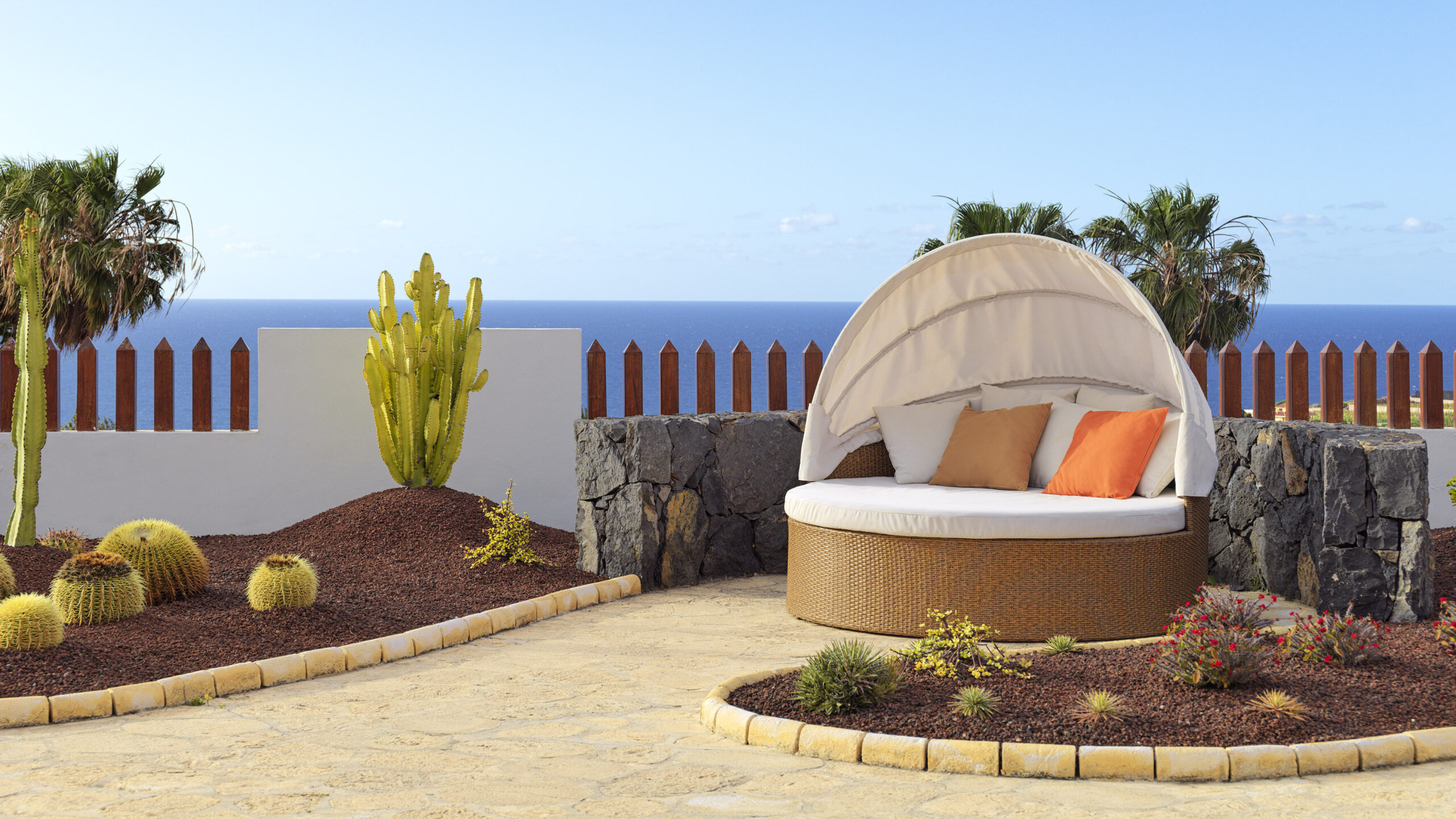 Spanien Tenerife Hacienda del Conde Solterrasse La Geria