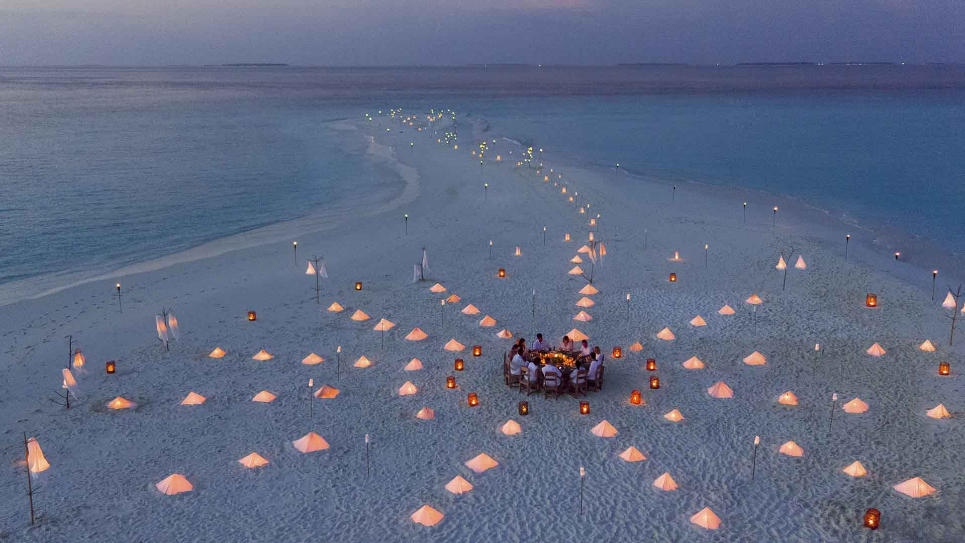 Maldiverne Soneva Fushi Sandbank Dinner