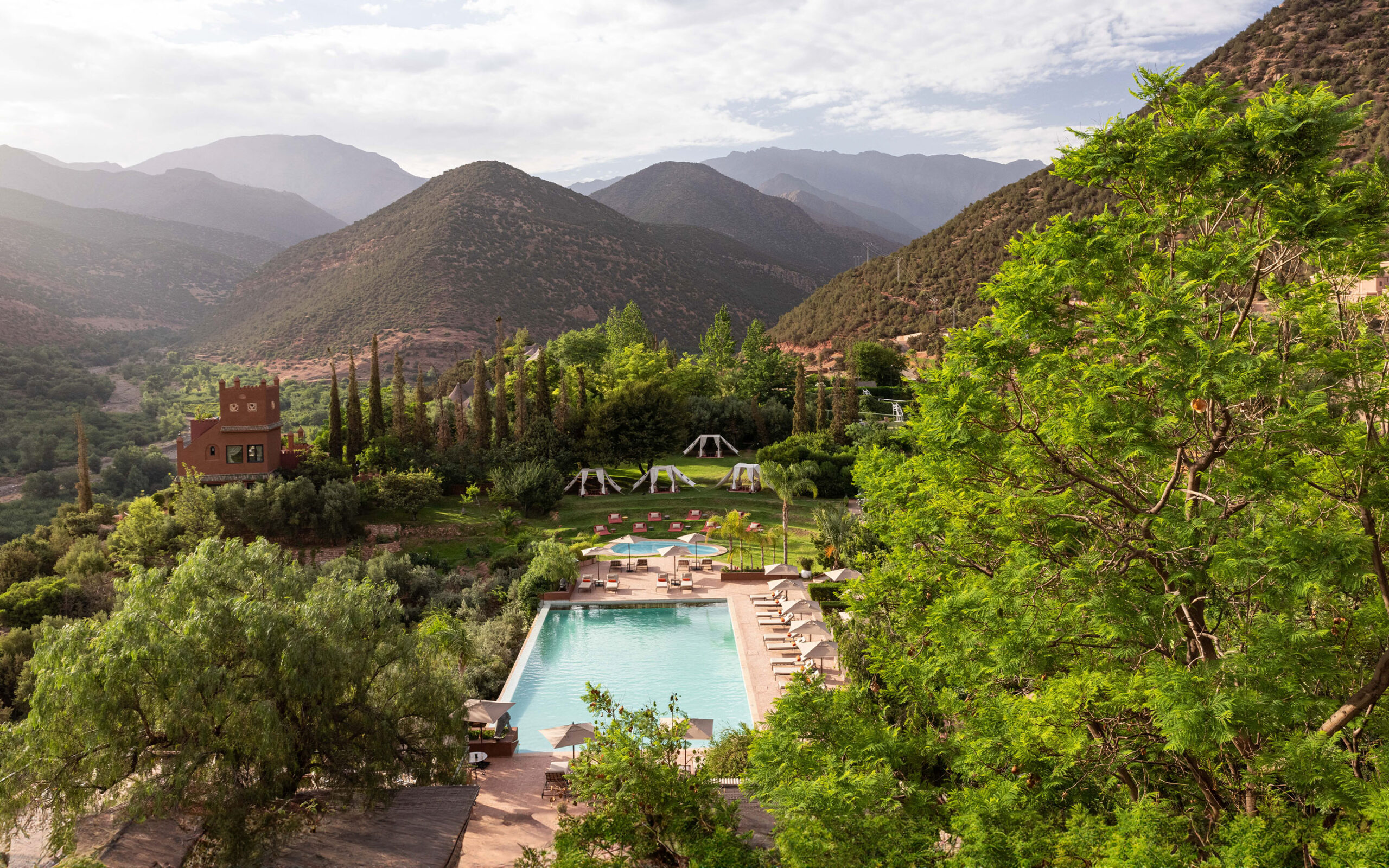 Marokko Atlas Kasbah Tamadot Pool Område