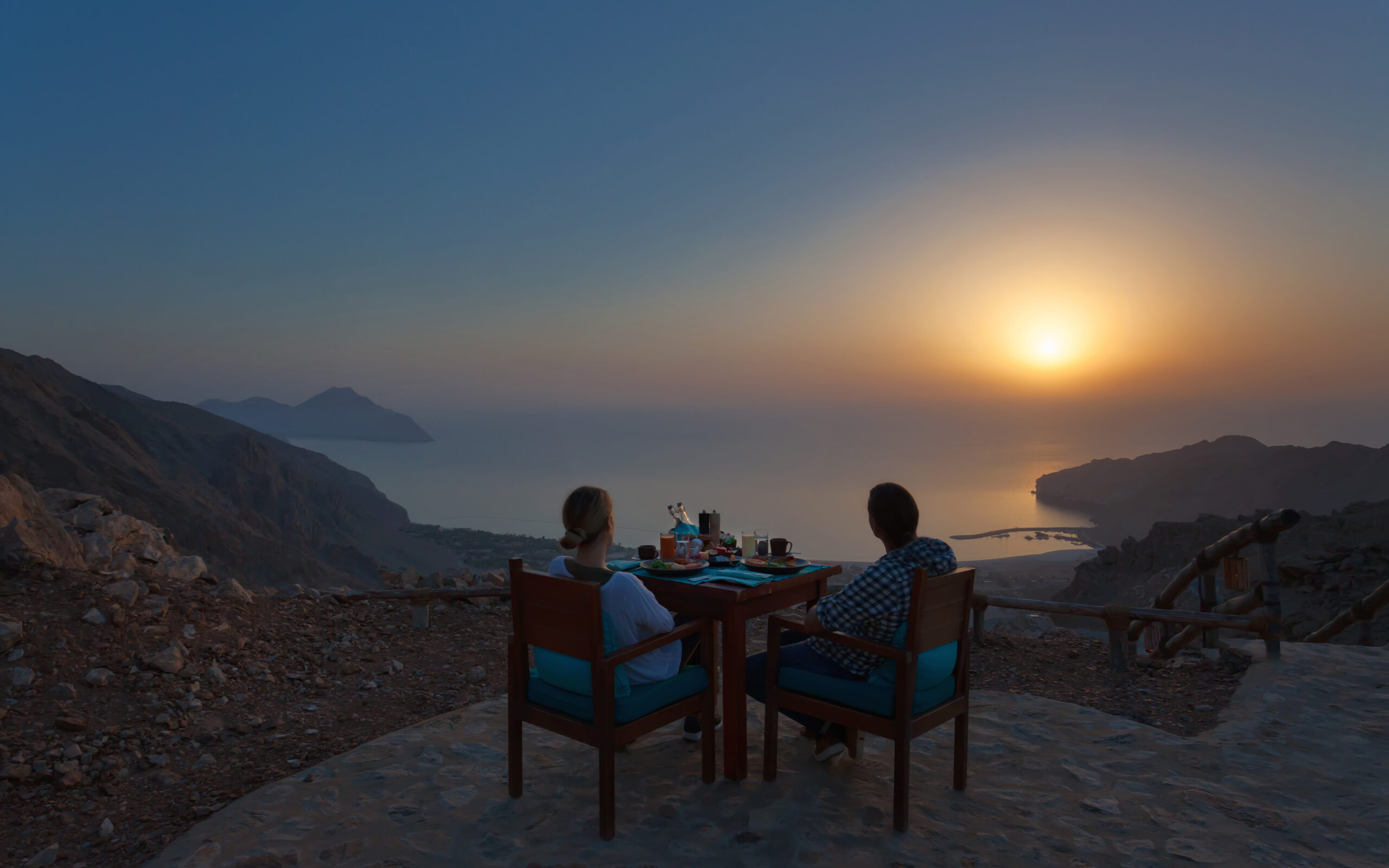 Oman Musandam Six Senses Zighy Bay Sunrise Breakfast Sense On The Edge