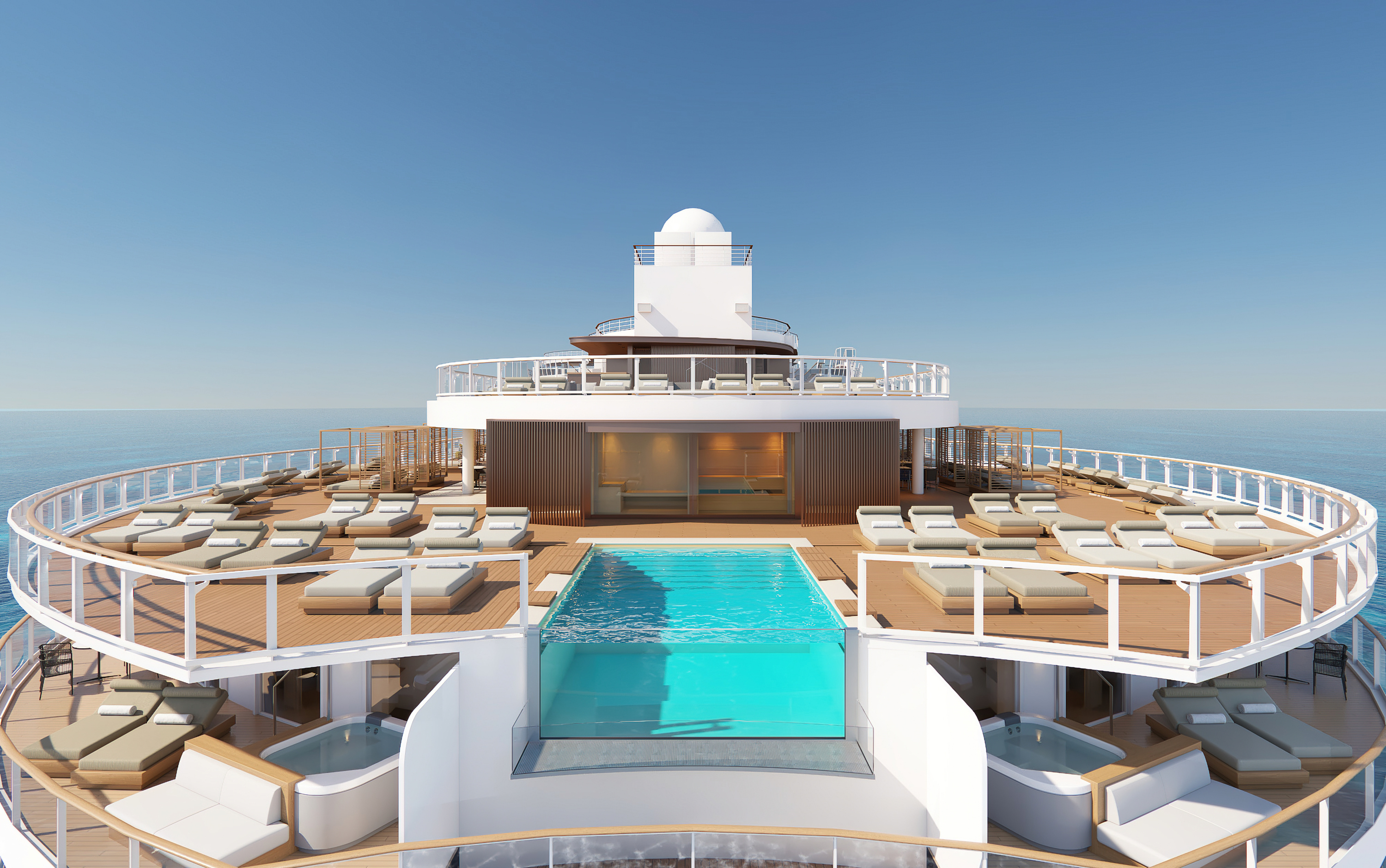 Haven sundæk med pool ombord på Norwegian Prima – eksklusivt luksusområde på krydstogtskibet