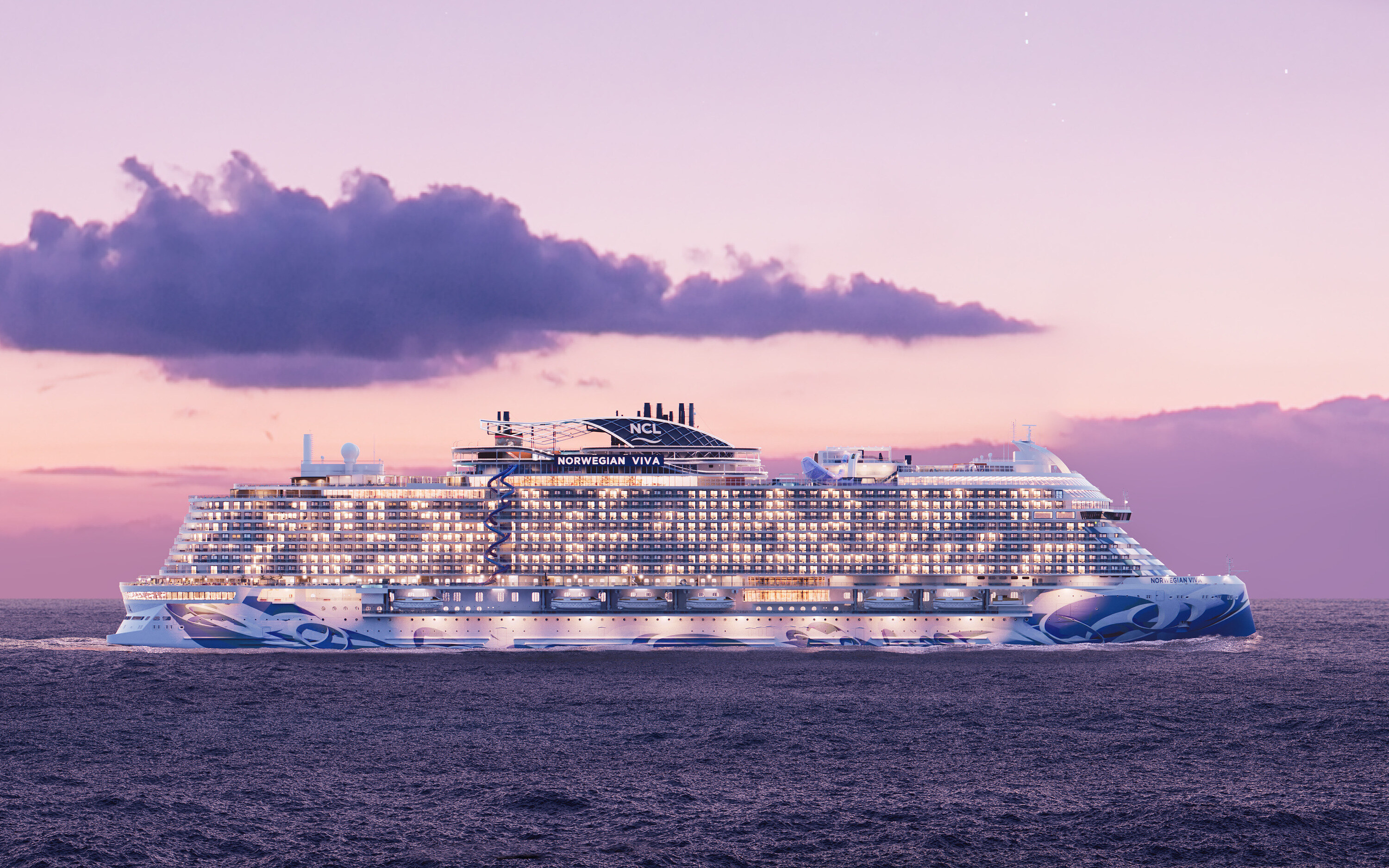 Norwegian Viva krydstogtskibet – sideprofil af skibets eksterior