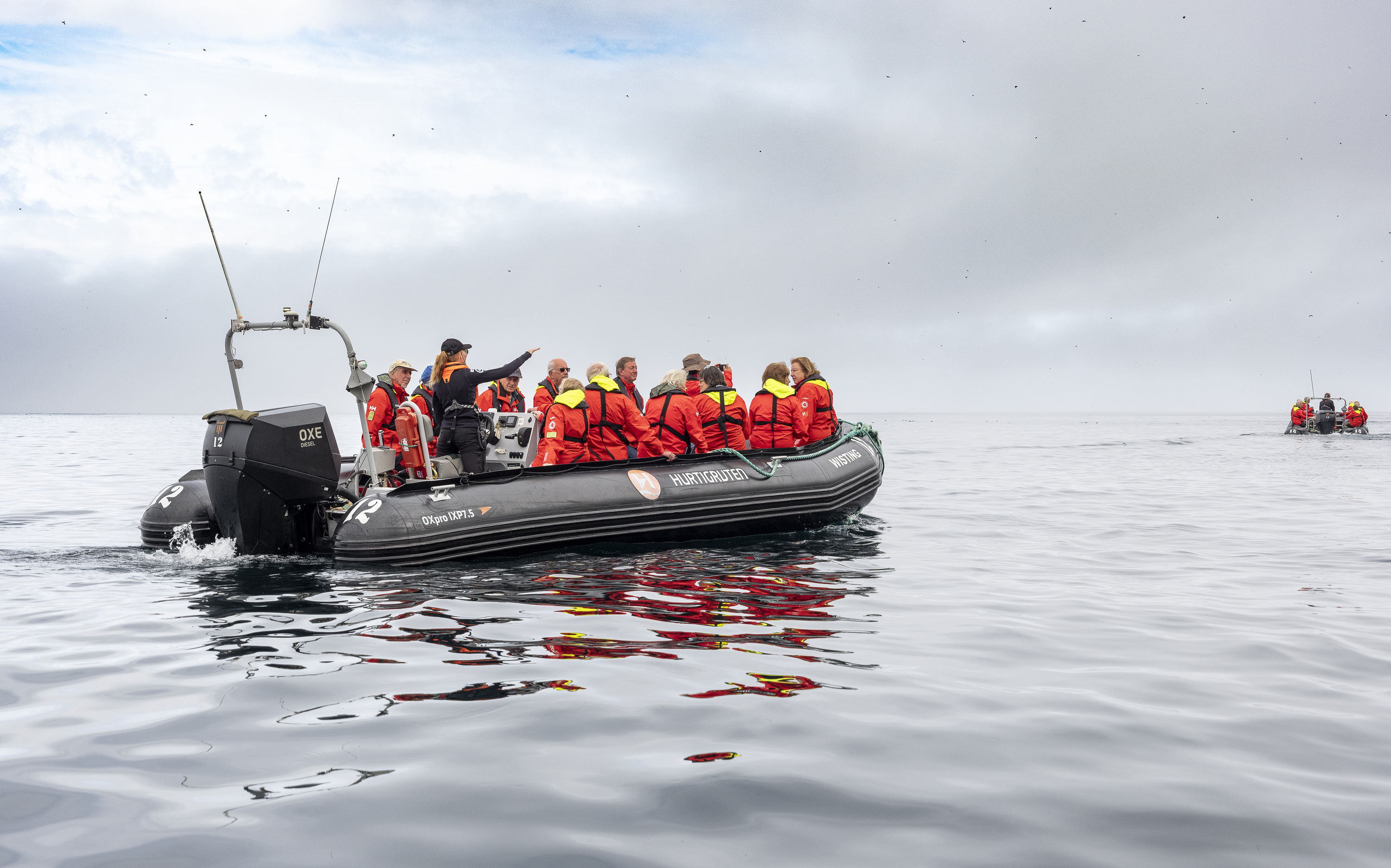 Zodiac båd ved St. Kilda, Skotland på Hurtigruten ekspeditionsrejse